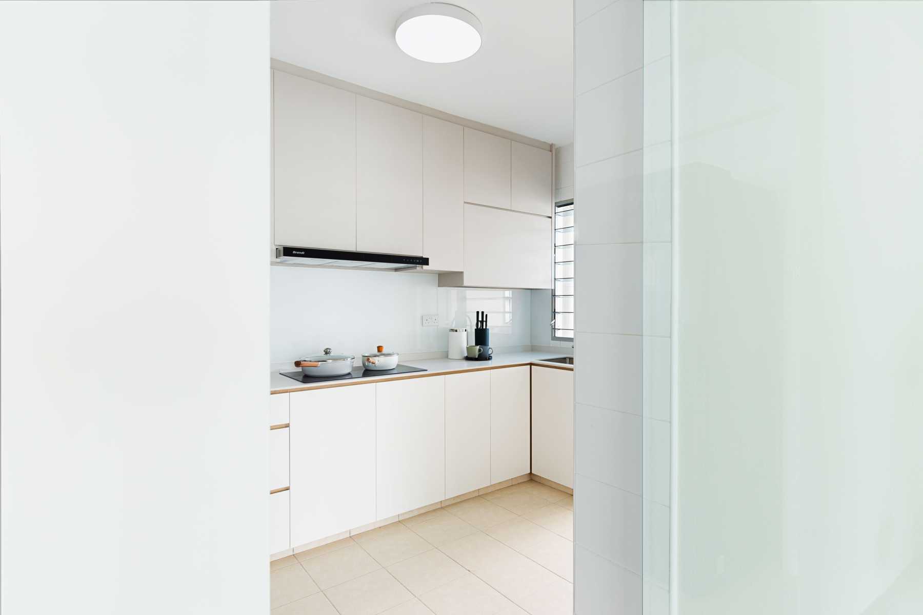 Minimalist Kitchen with Countertop and Kitchen Window