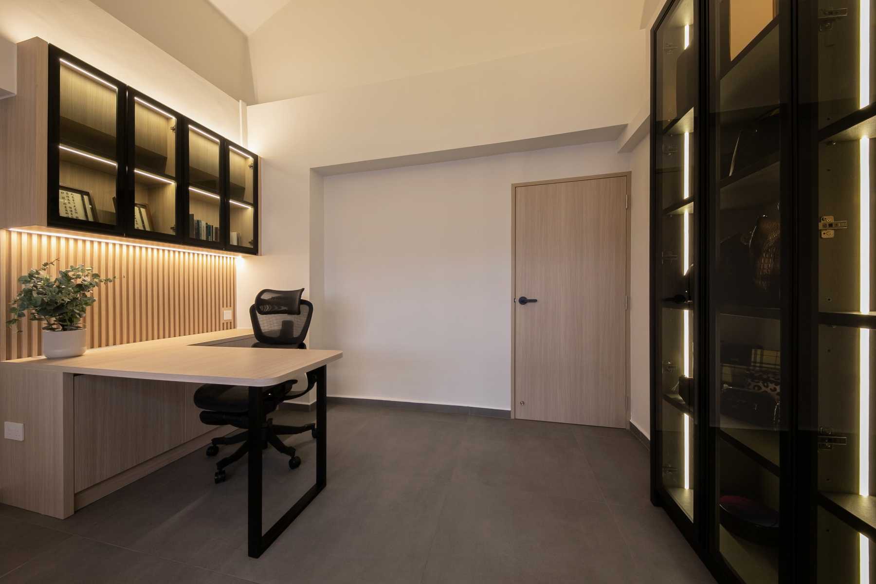 Minimalist Home Office with Small Storage and Office Chair