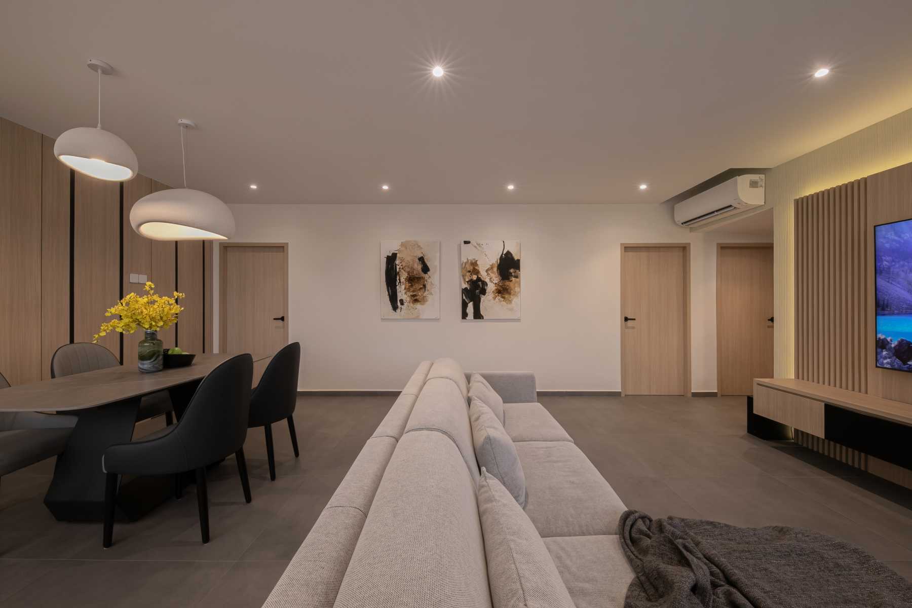 Minimalist Living Room with Feature Wall and Sofa