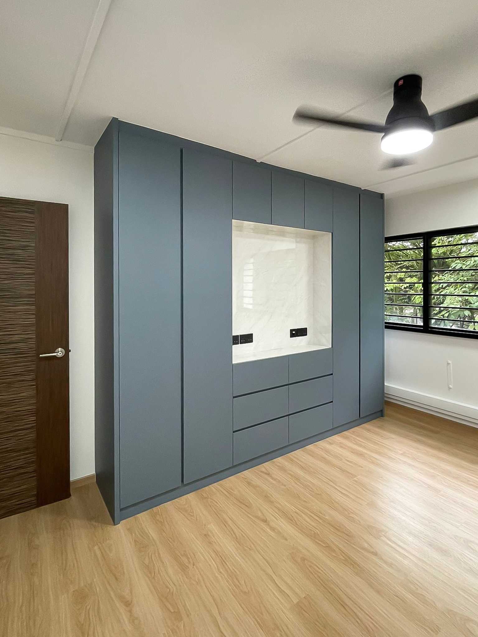 Scandinavian Bedroom with TV Console and Wardrobe