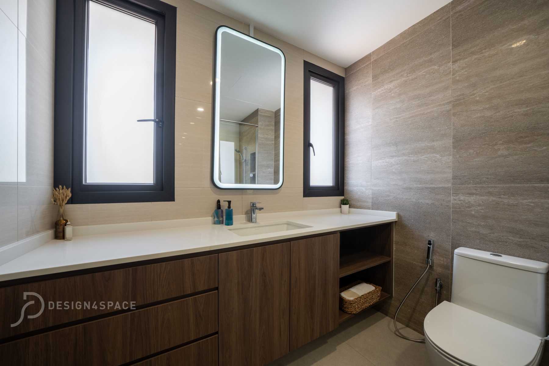 Modern Bathroom with Shower Screen and Bathroom Storage