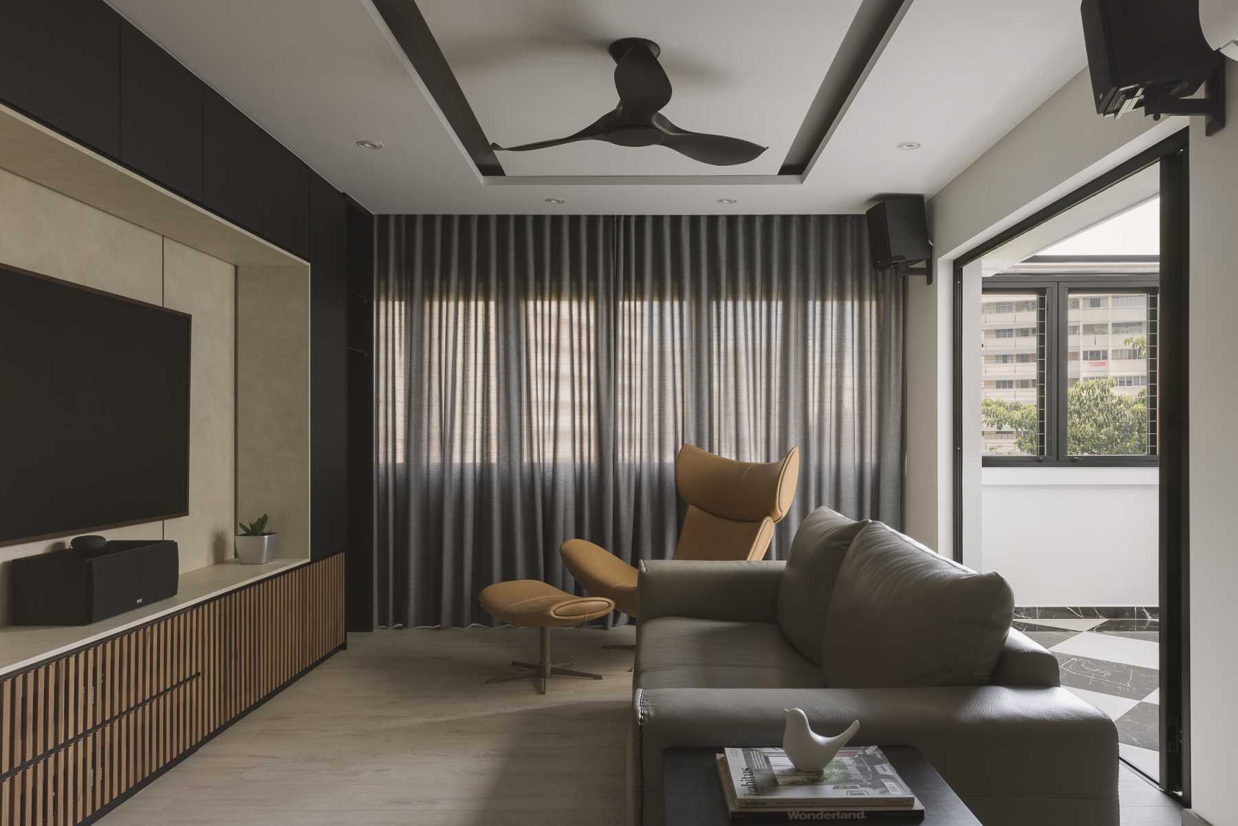 Modern Living Room with TV Console and Feature Wall