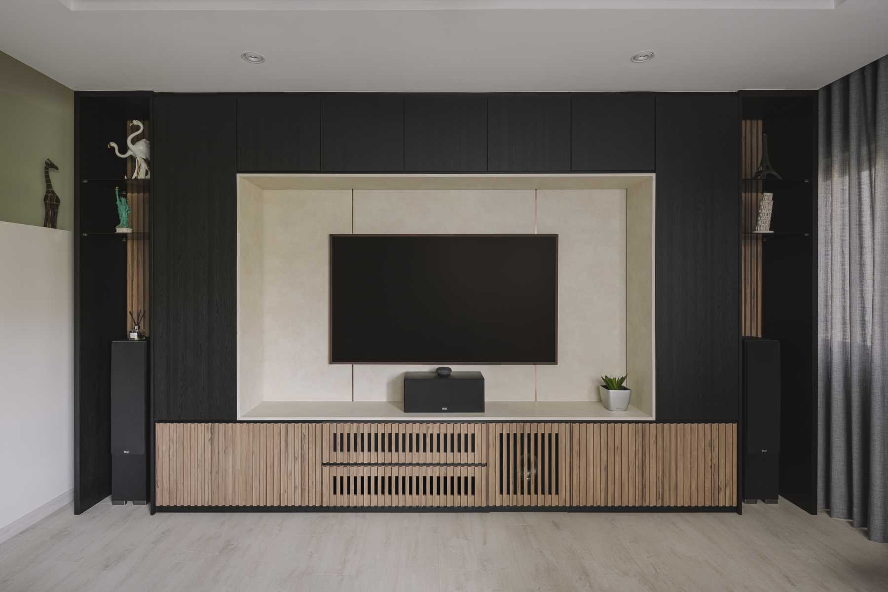Modern Living Room with TV Console and Feature Wall