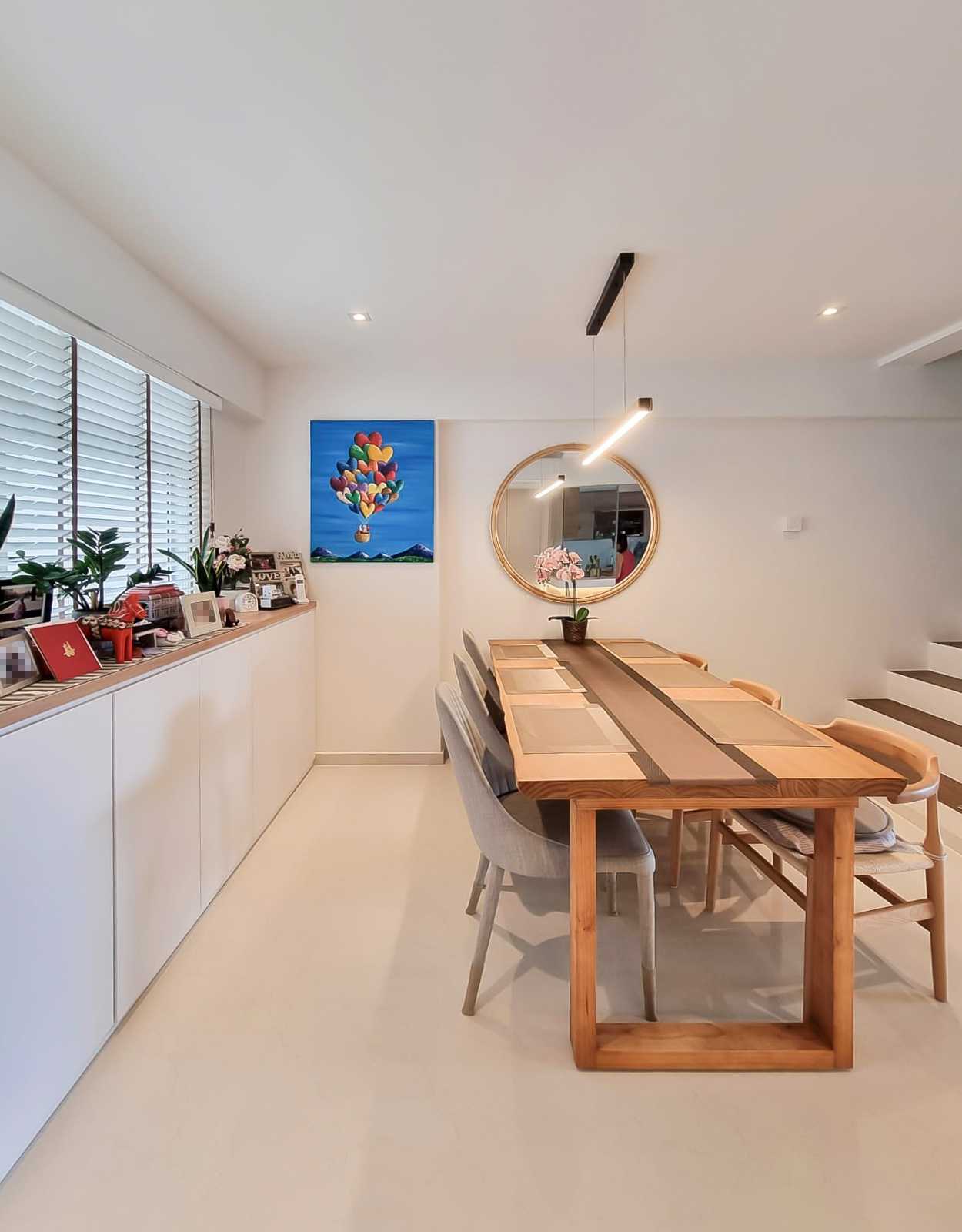 Scandinavian Dining Room with Sideboard and Storage Cabinets