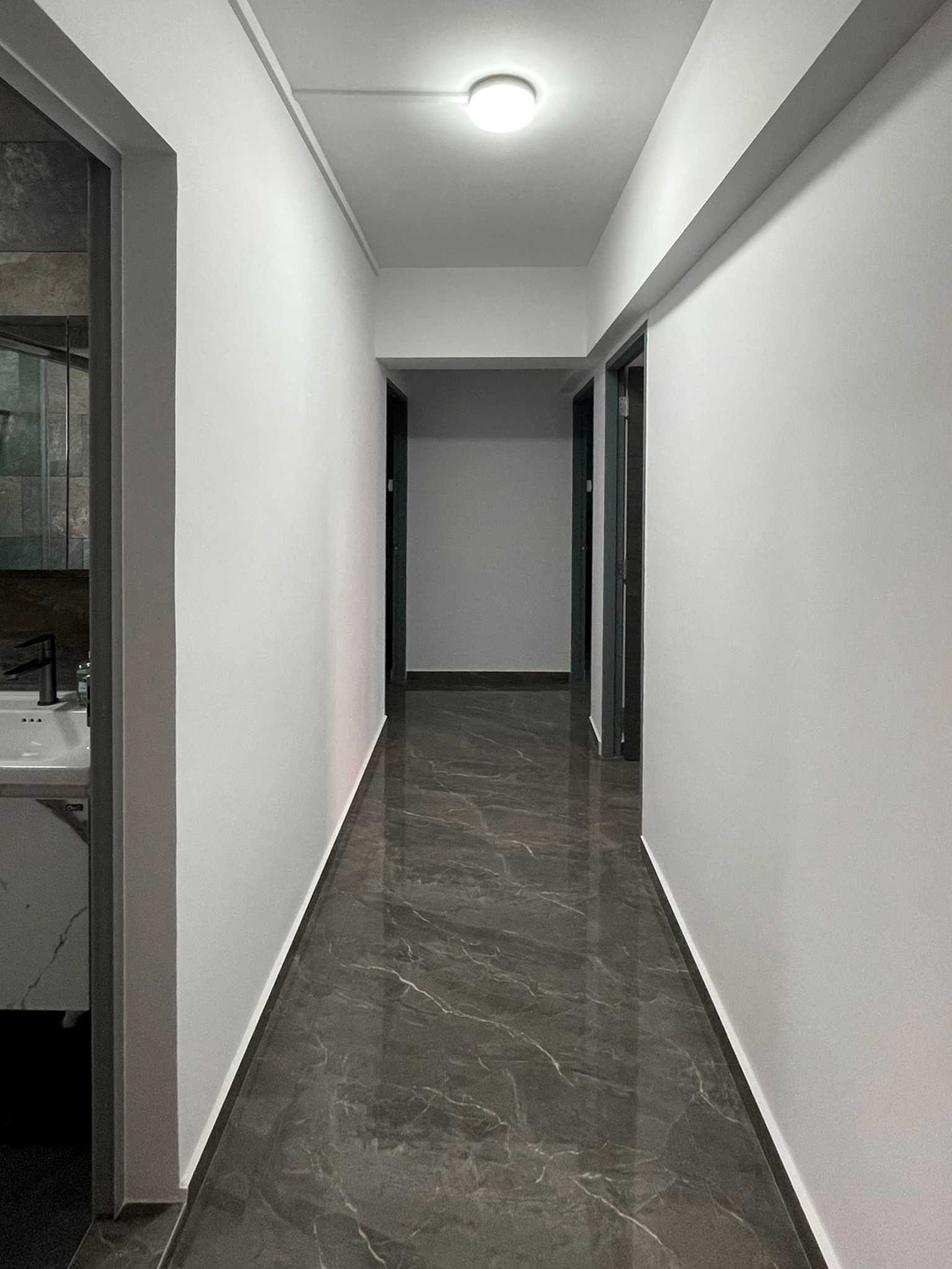 Scandinavian Bedroom with Paintings and Flooring