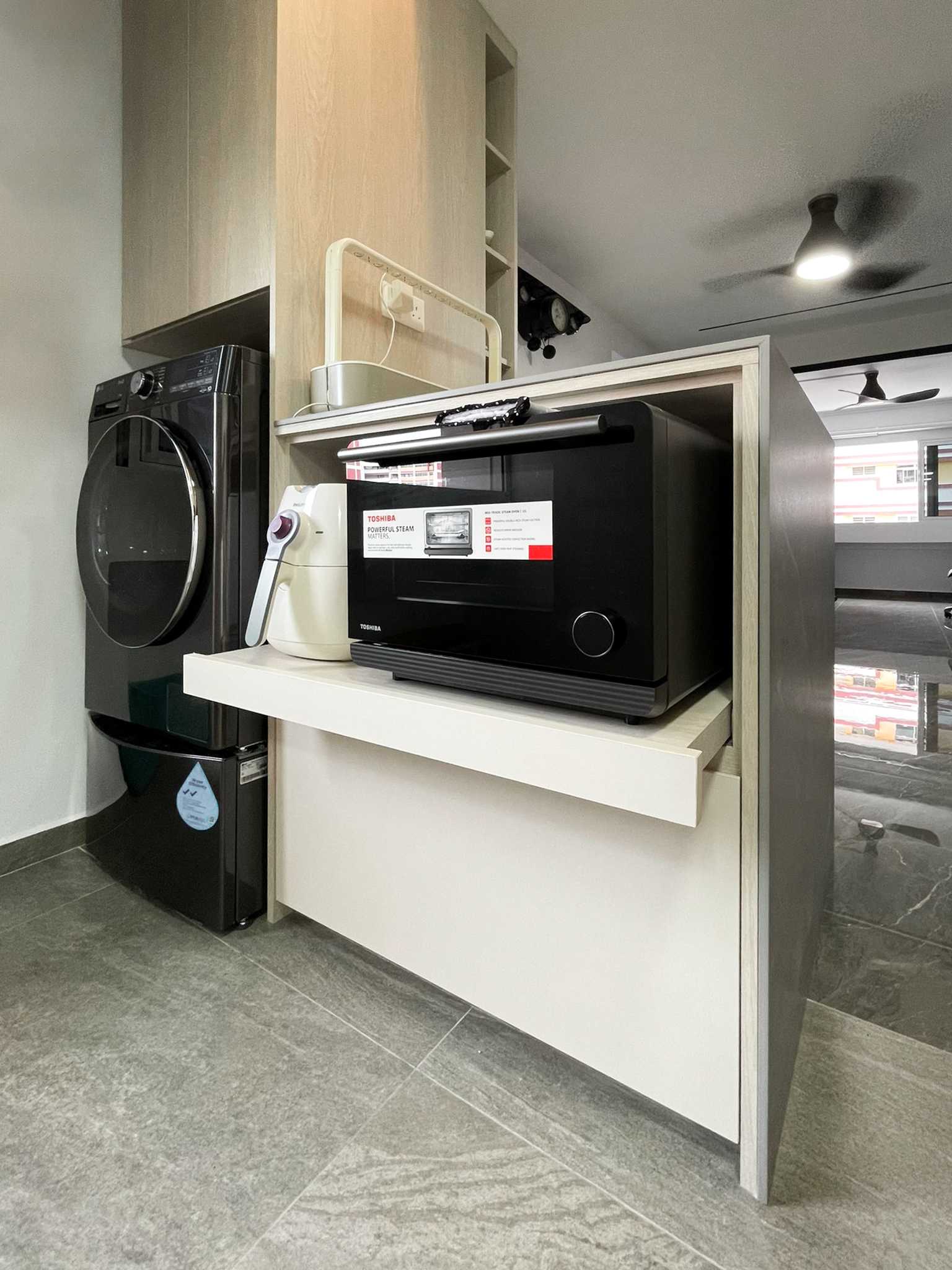 Scandinavian Service Yard with Washing Machine and Laundry Area