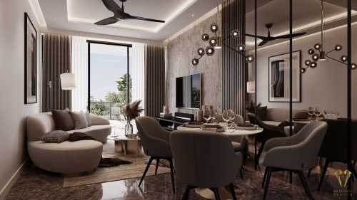 Contemporary Living Room at riviere condo