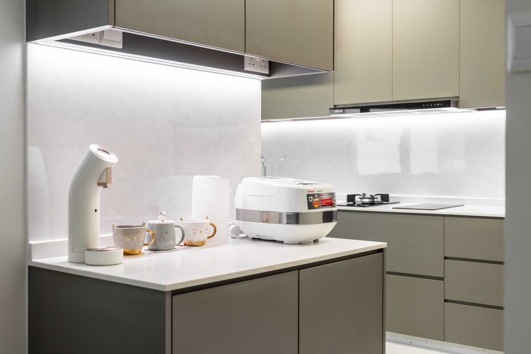 Modern Kitchen with Vinyl Flooring and Homogeneous Tiles