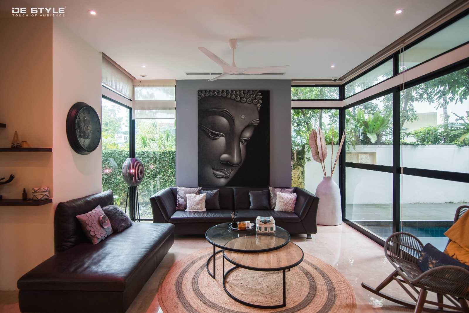 Asian Living Room with Feature Wall and Sofa