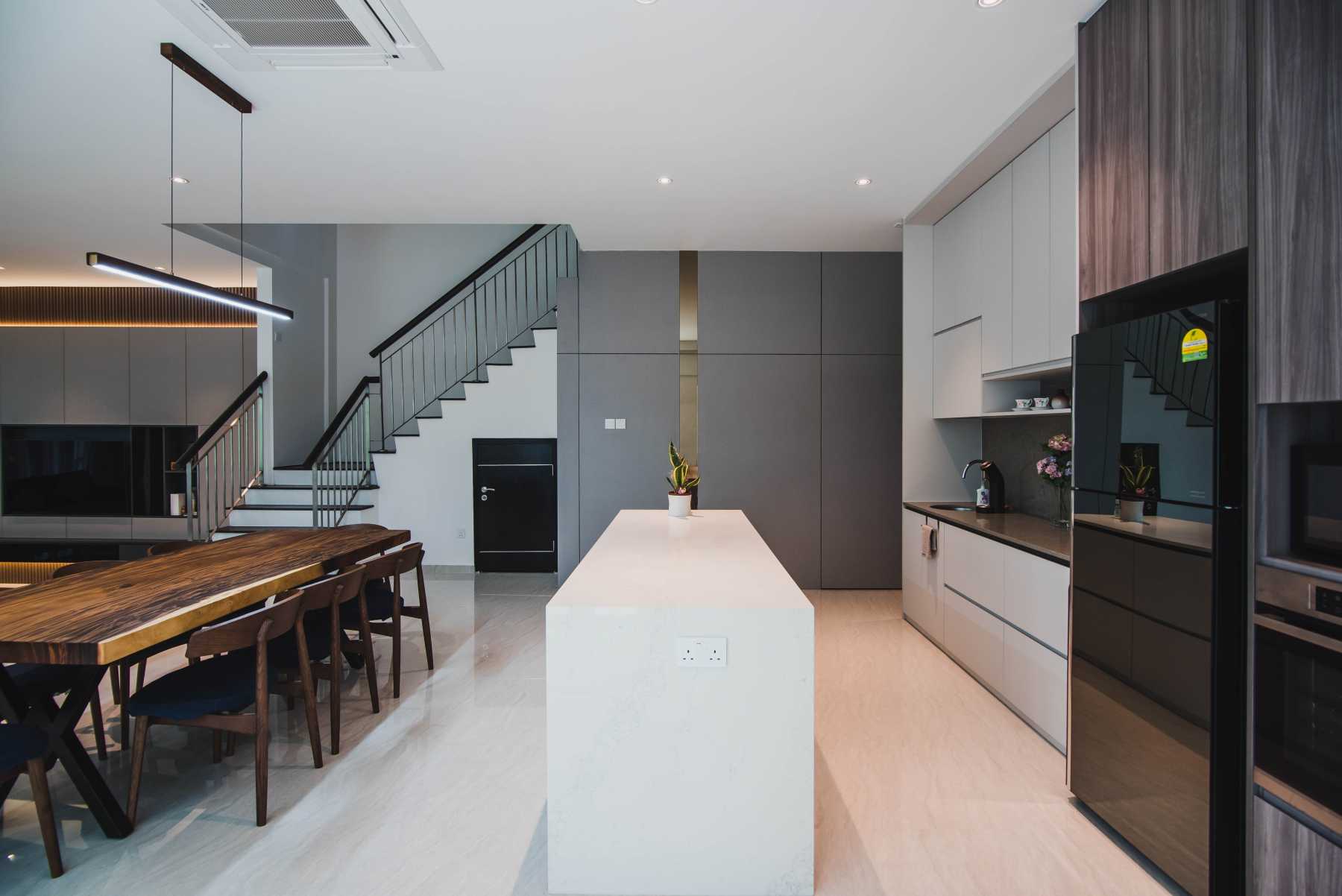 Contemporary Pantry with Kitchen Island and Drinkware