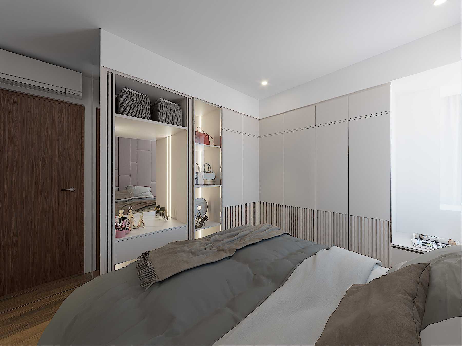 Minimalist Bedroom with Wardrobe and Closet