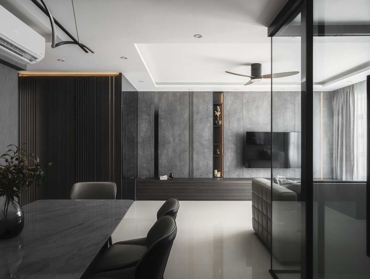 Contemporary Living Room with TV Console and Sofa