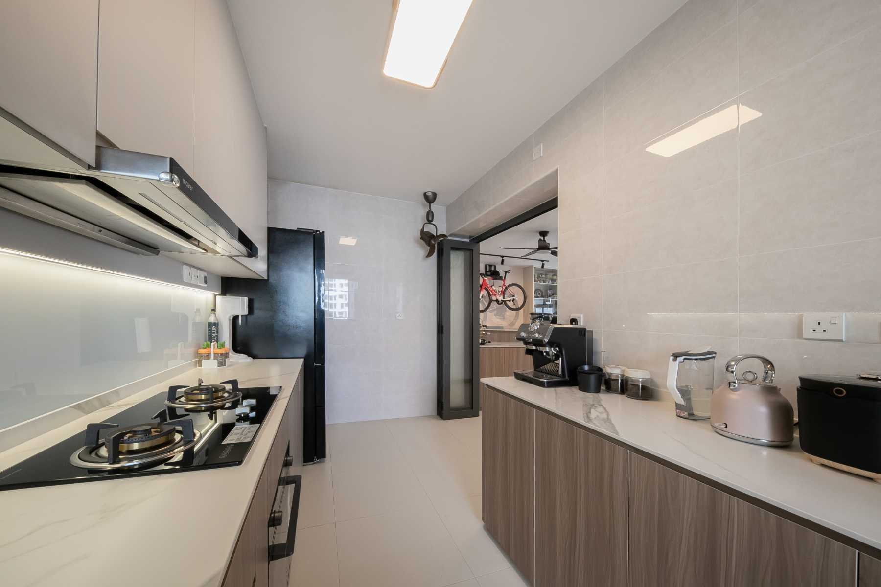 Minimalist Kitchen with Cupboard and Kitchen Accessories