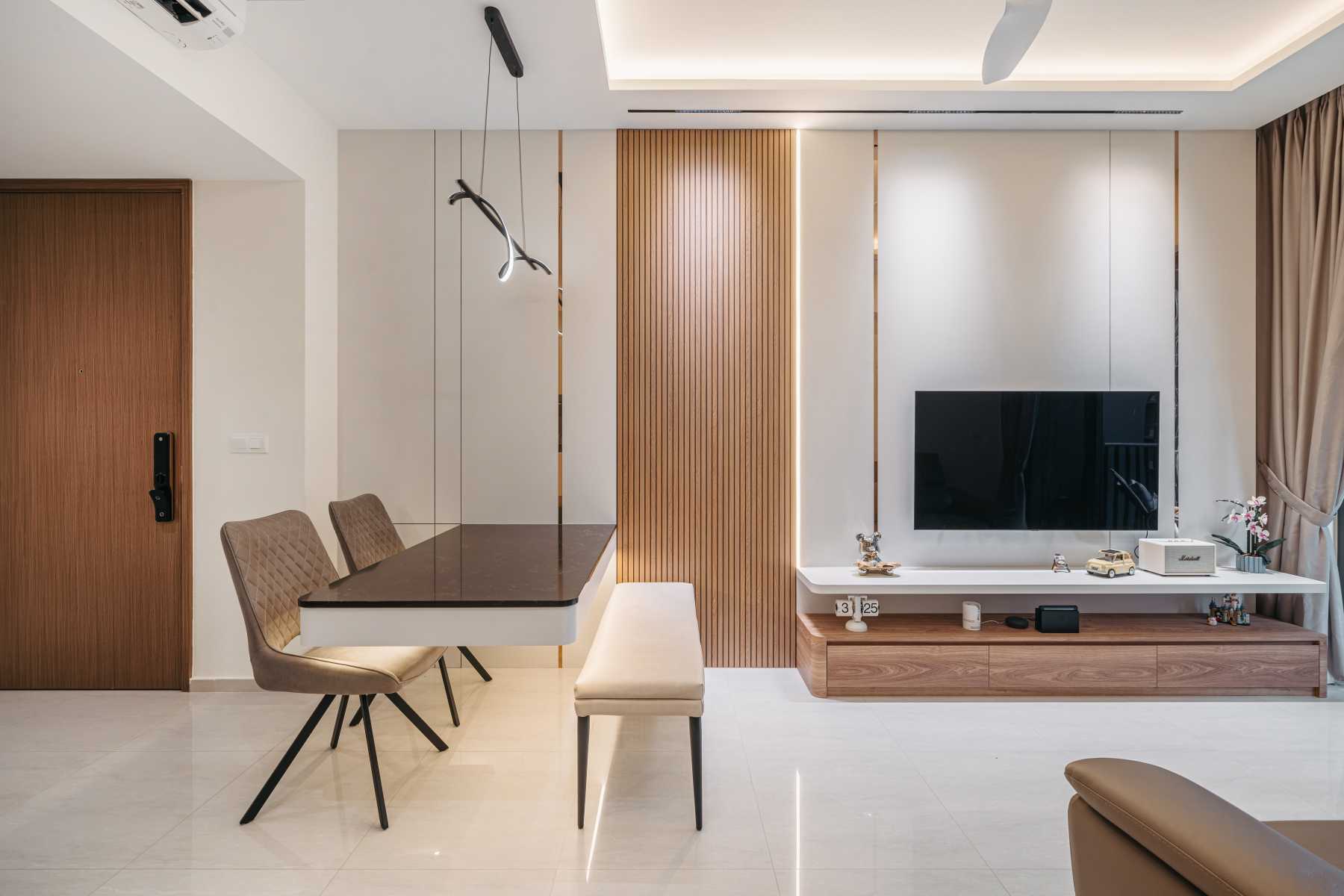 Modern Living Room with TV Console and Feature Wall