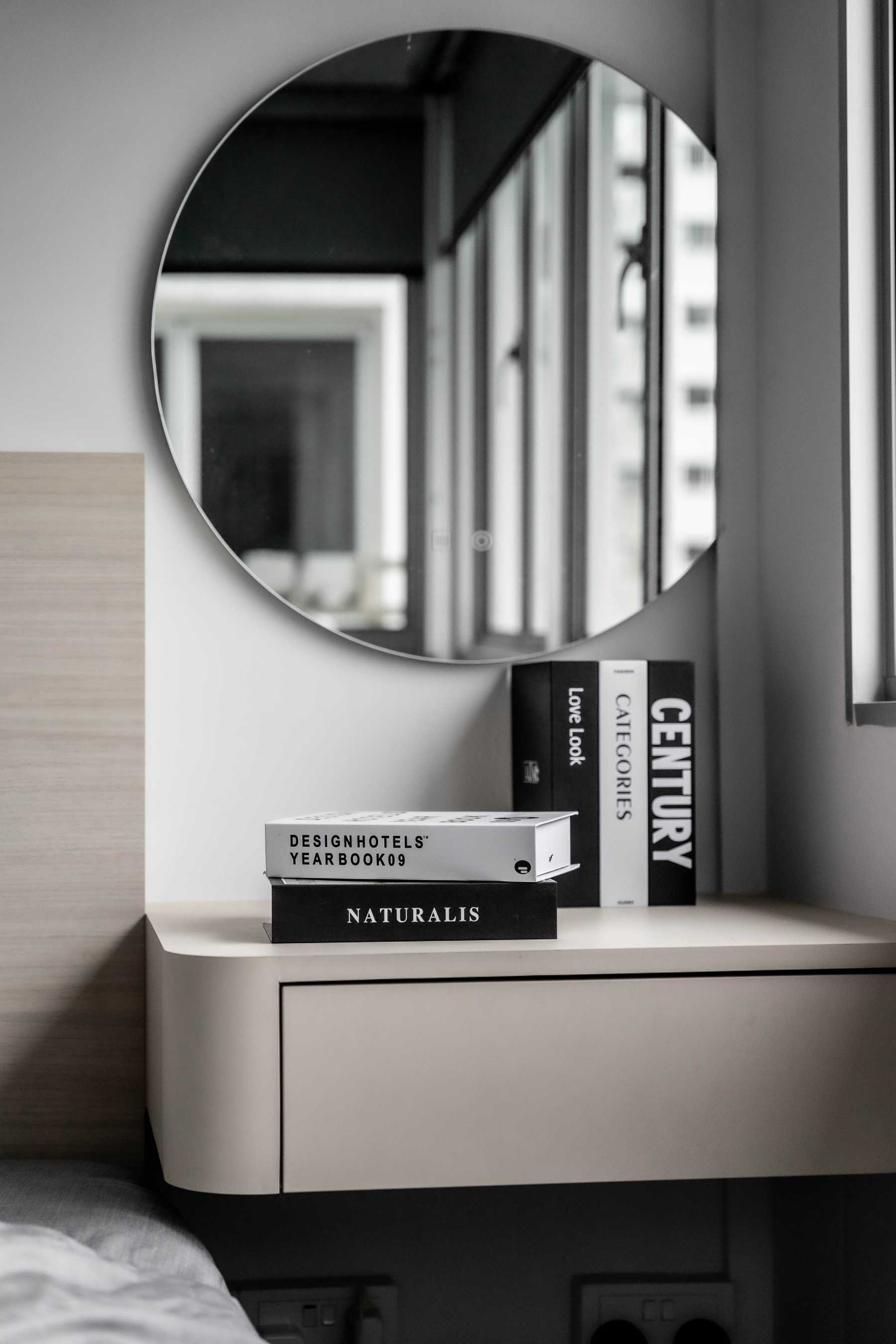 Contemporary Bedroom with Mirror and Vanity Counter
