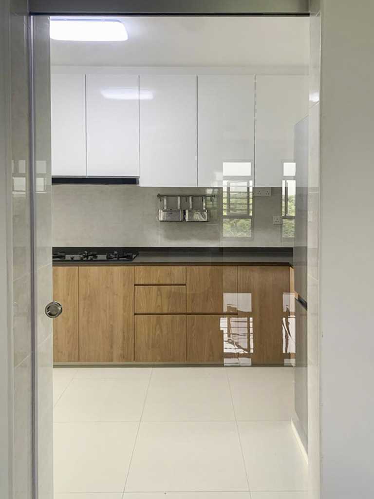 Scandinavian Kitchen with Countertop and Cupboard