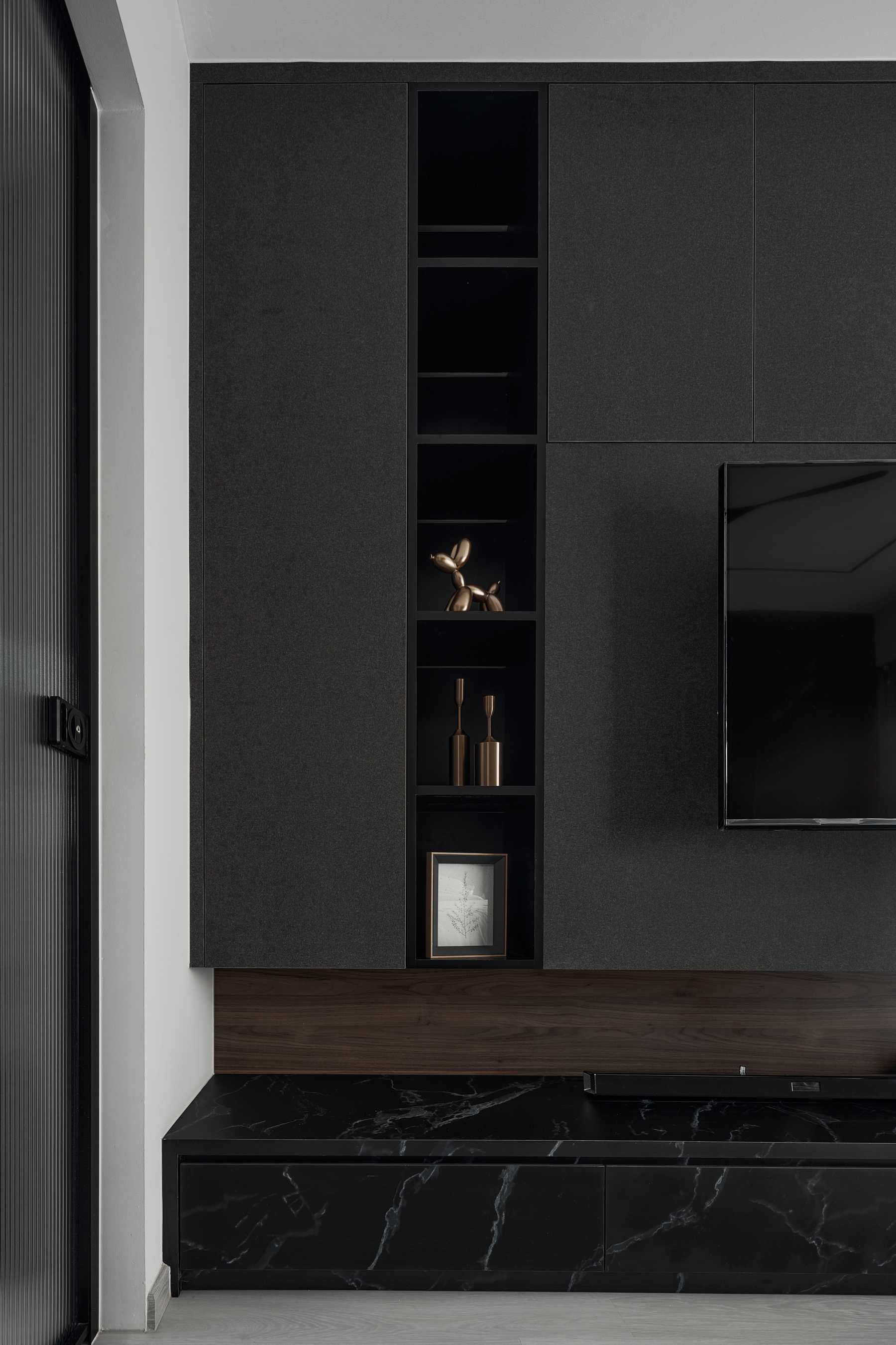 Modern Living Room with TV Console and Paintings