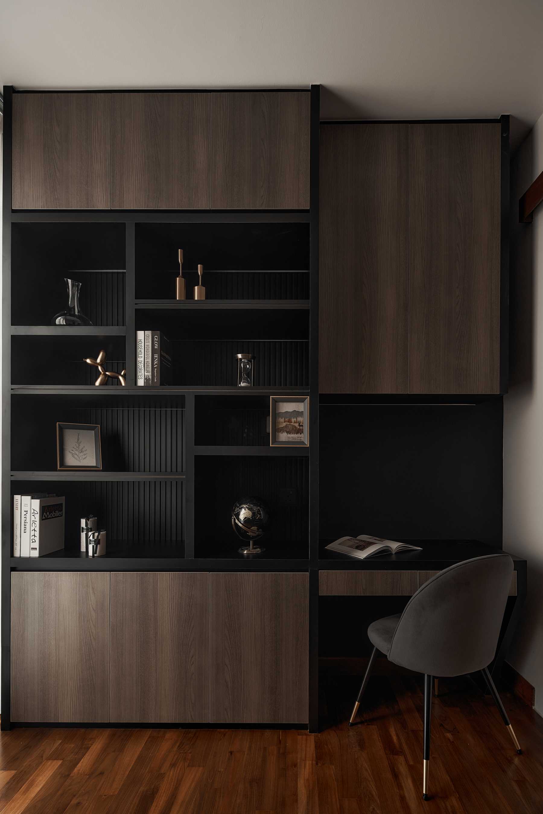 Modern Study with Bookshelf and Drop Light