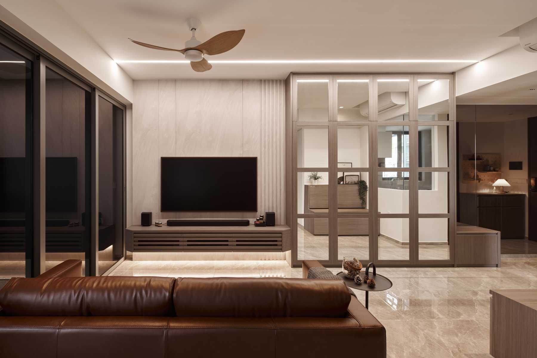 Modern Living Room with TV Console and TV