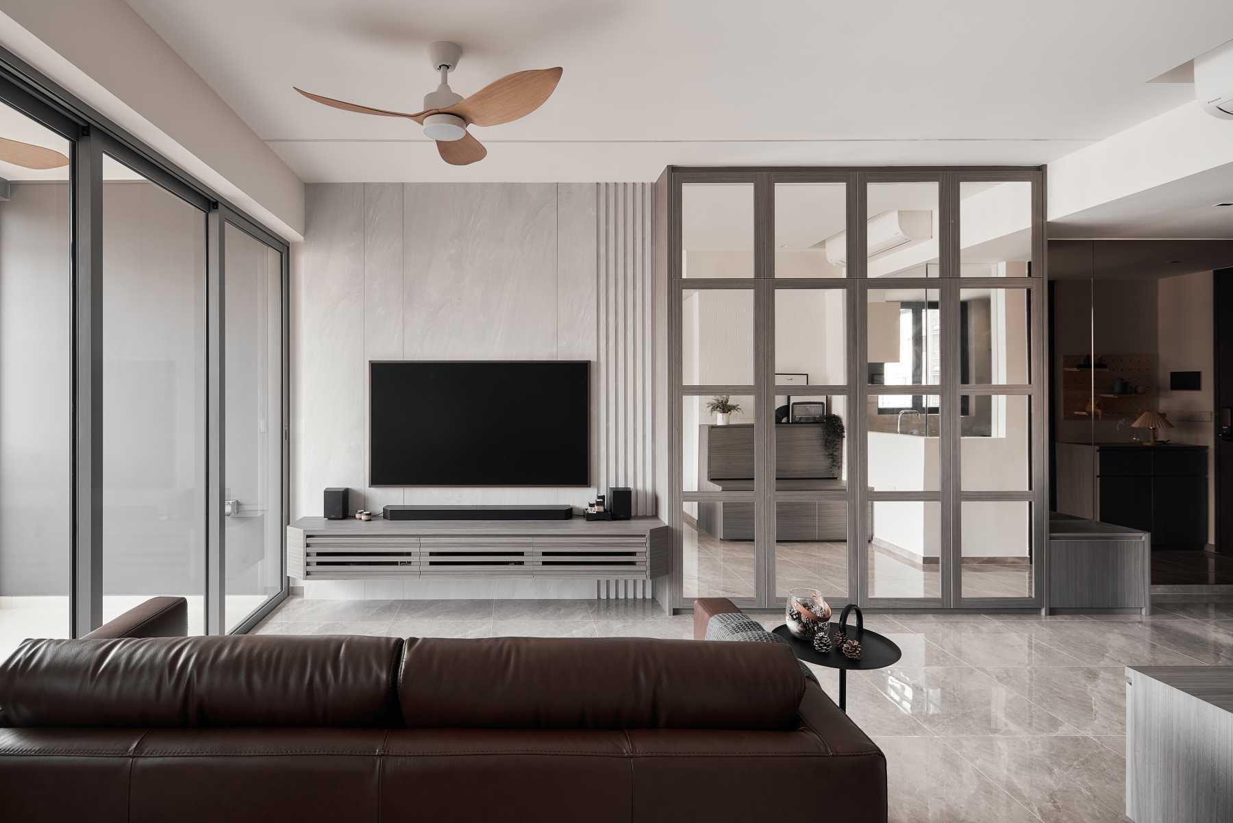 Modern Living Room with TV Console and Sofa