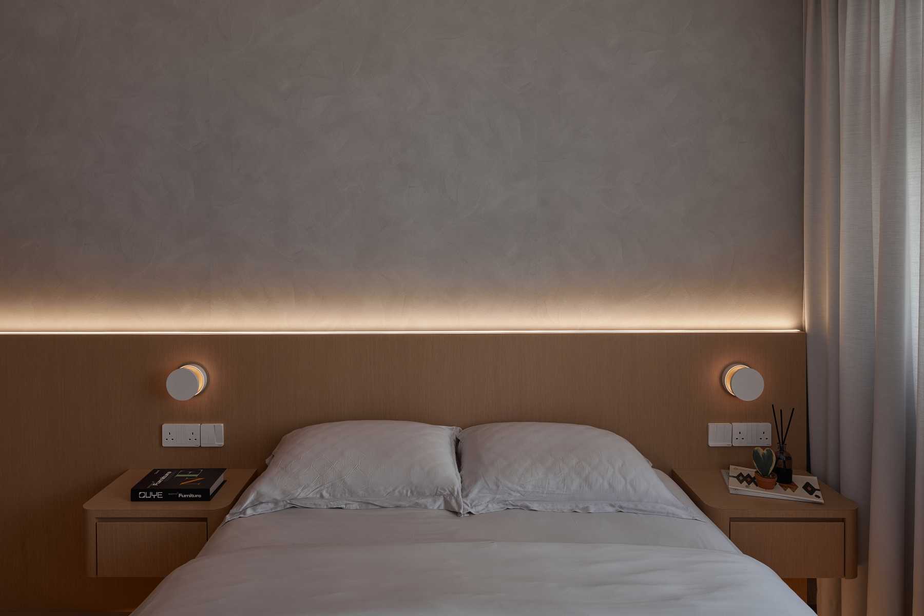 Scandinavian Bedroom with Bedside Table and Queen Bed