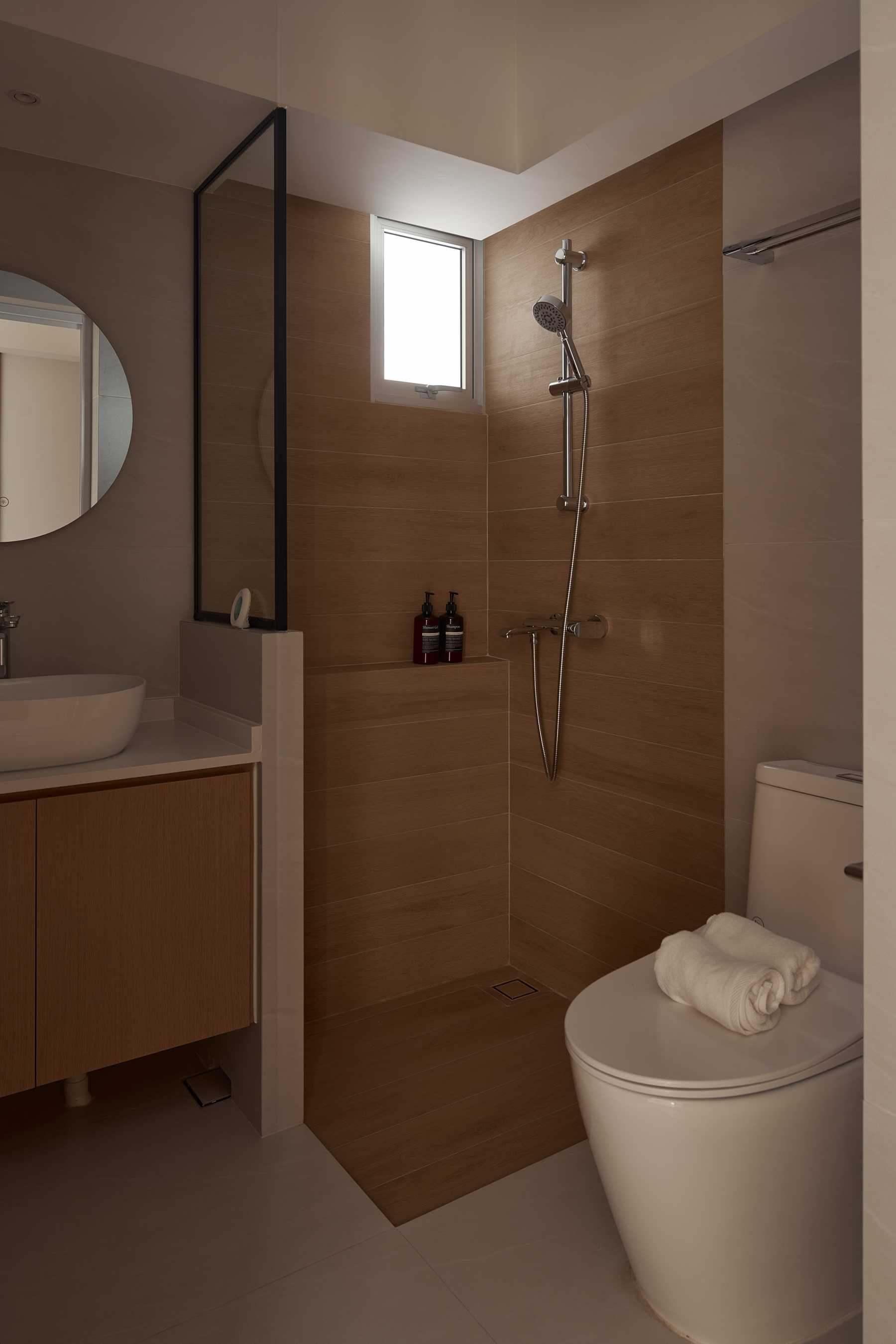 Scandinavian Bathroom with Mirror and Shower Screen