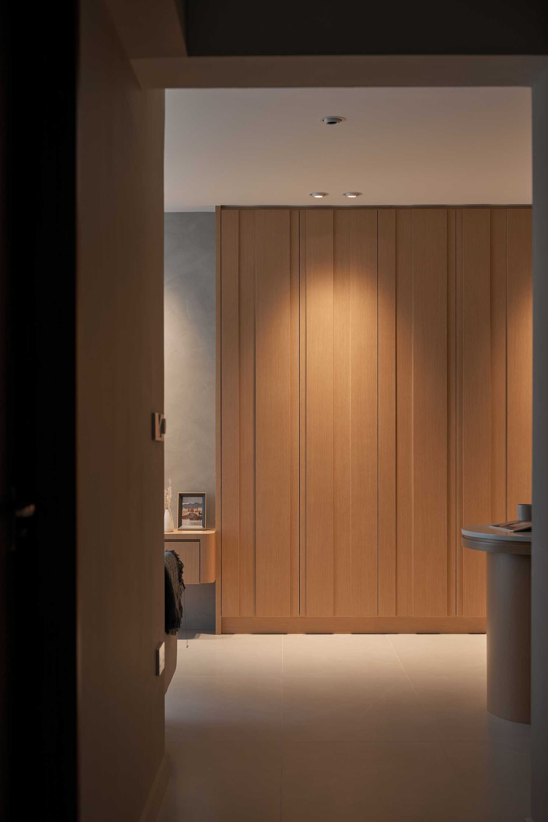 Scandinavian Living Room with Bookshelf and Ceiling Light