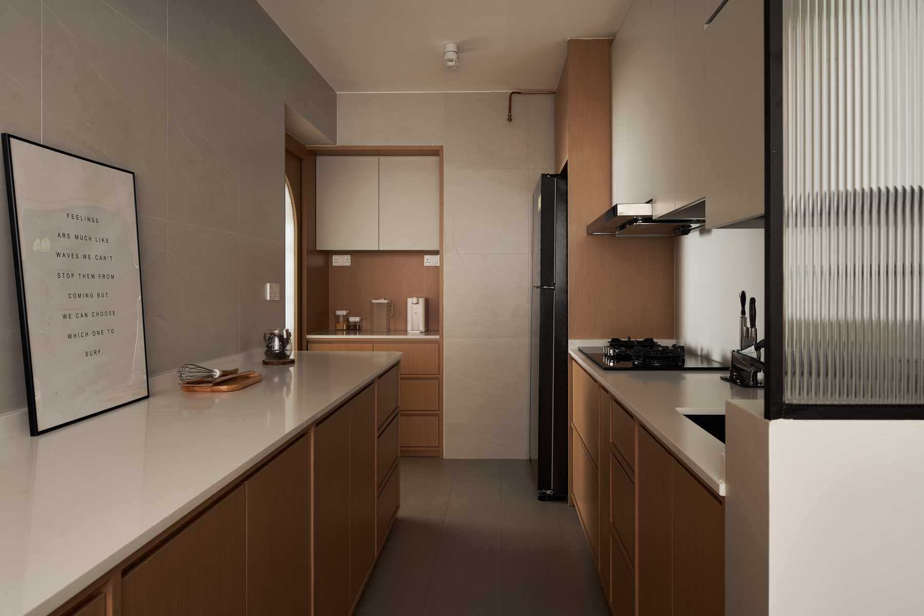 Scandinavian Kitchen with Countertop and Kitchen Island