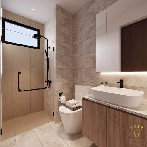Scandinavian Bathroom at Eco santuary 61 chestnut drive