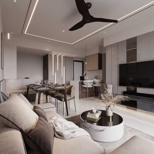 Modern Living Room at Piermont Grand Condo