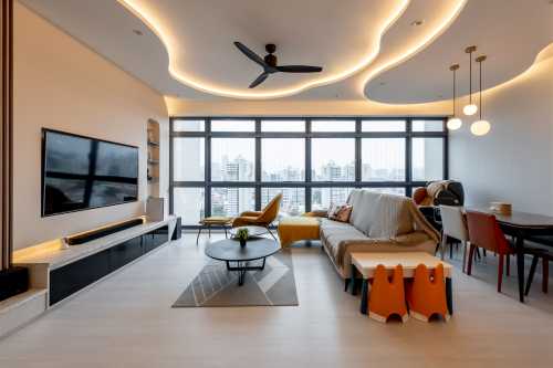 Modern Living Room at Resale 3 Bedroom Condo @ City Square Residences