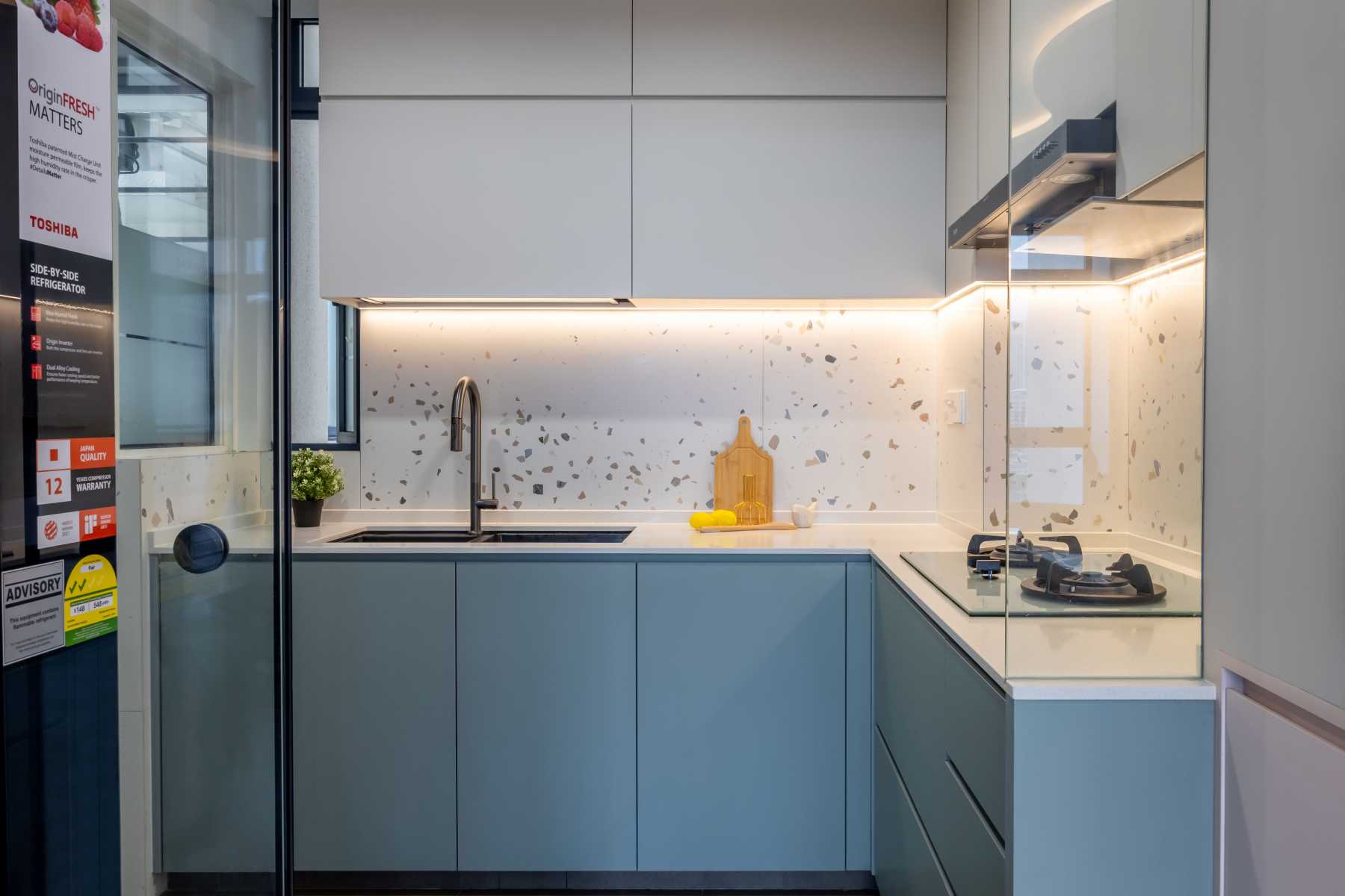 Modern Kitchen with Cupboard and Kitchen Accessories