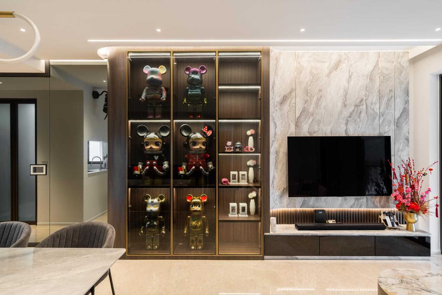 Modern Living Room with TV Console and Feature Wall