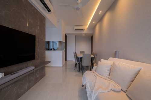 Contemporary Living Room at 3 Bedroom EC @ Piermont Grand