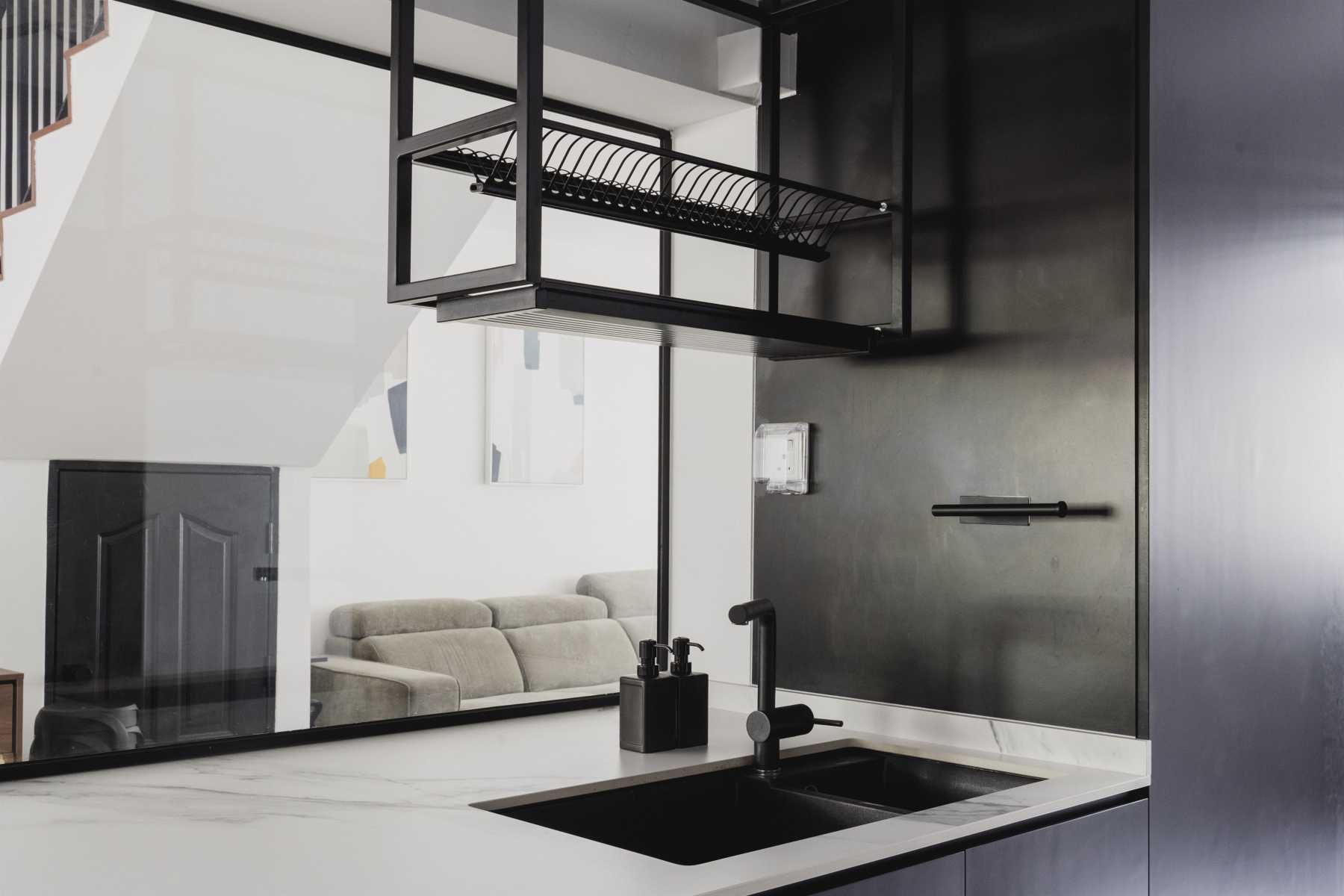 Contemporary Kitchen with Countertop and Kitchen Window