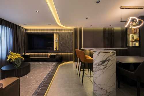 Contemporary Living Room at Resale 5 Room HDB @ Tiong Bahru