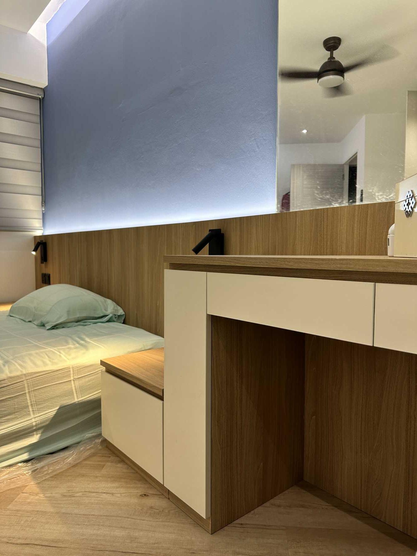 Modern Bedroom with Bedside Table and Storage Cabinets