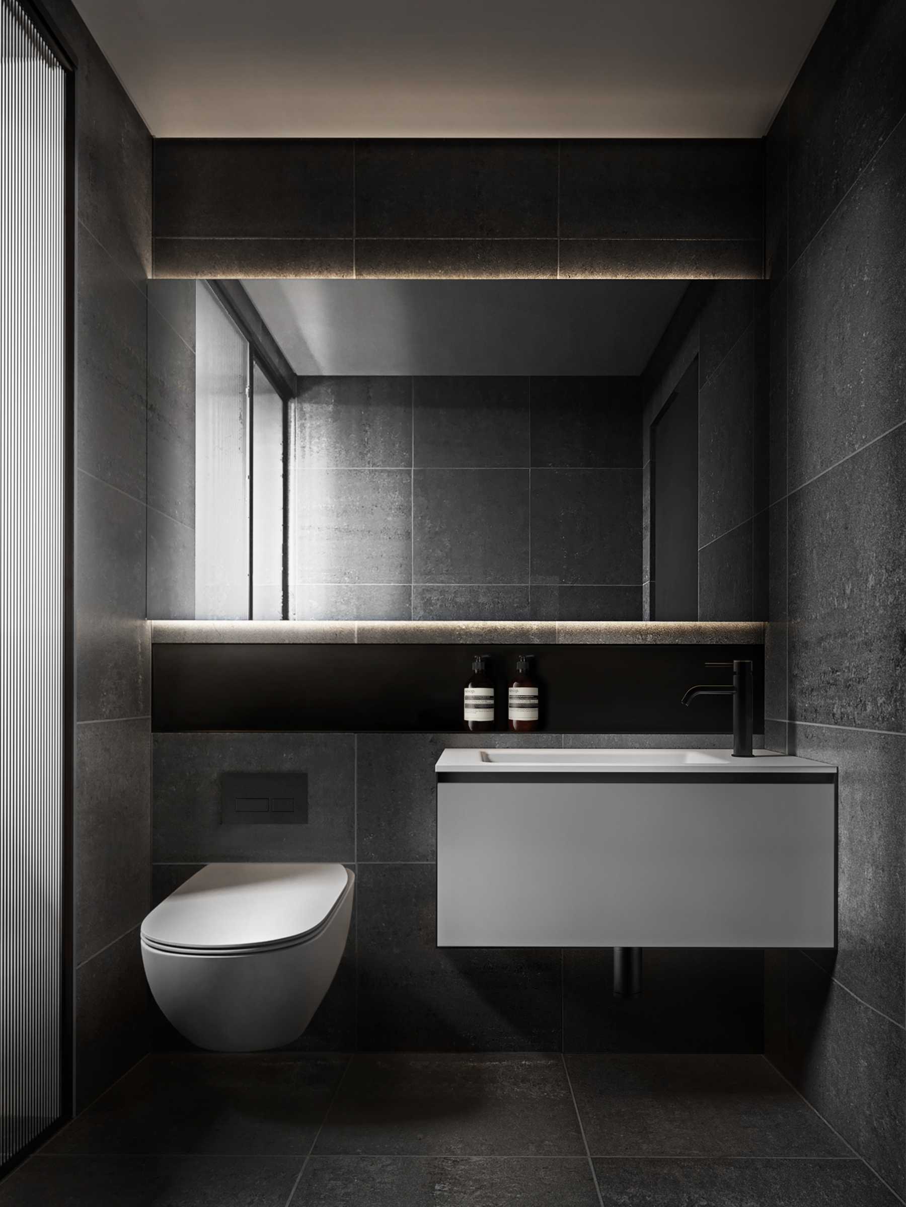 Modern Bathroom with Countertop and Mirror