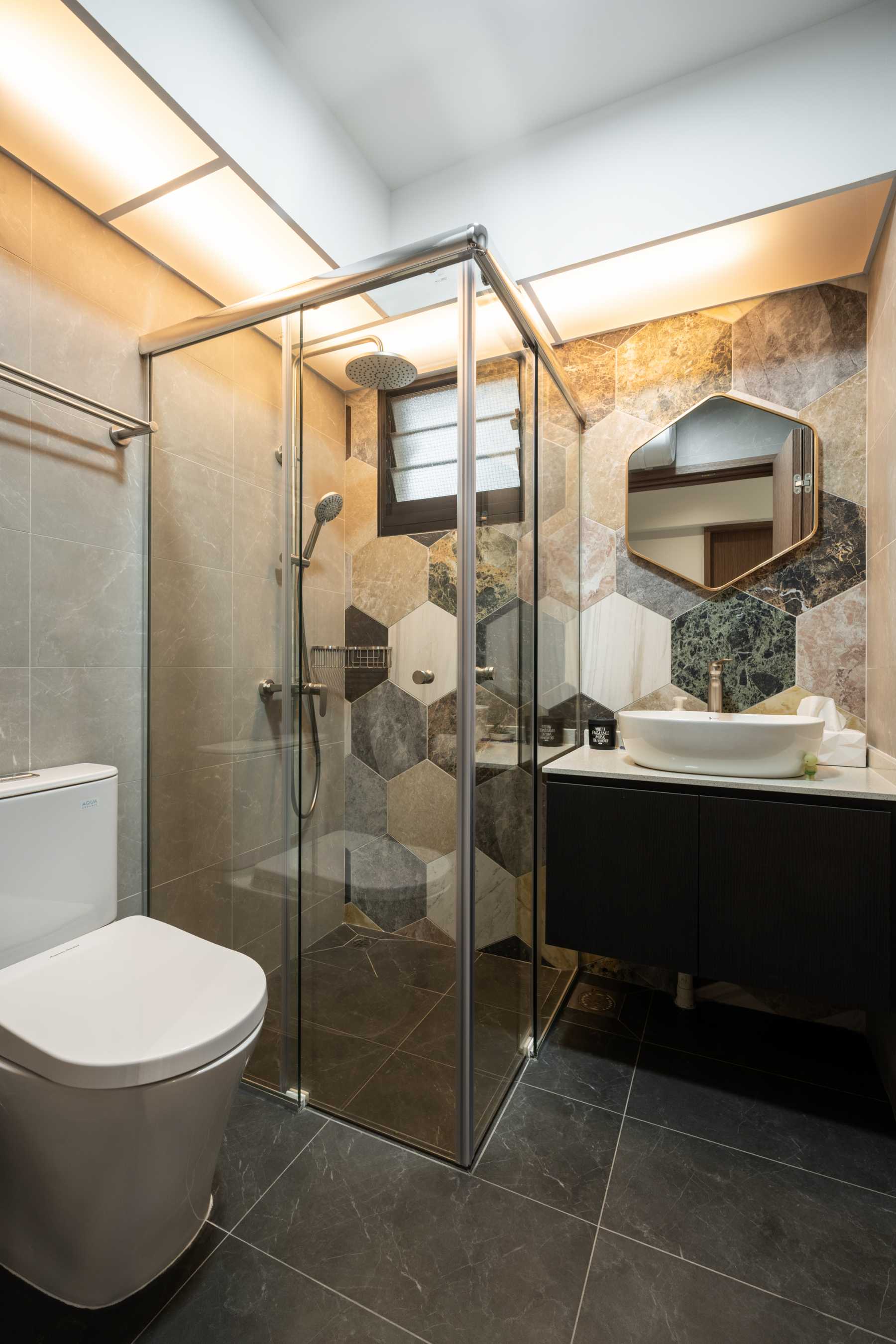 Industrial Bathroom with Mirror and Bathtub