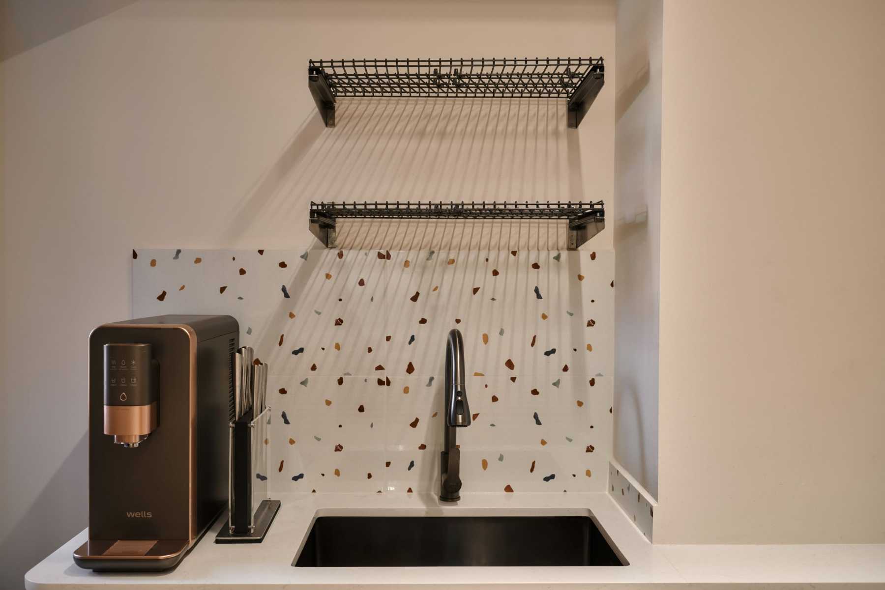 Scandinavian Kitchen with Countertop and Kitchen Island