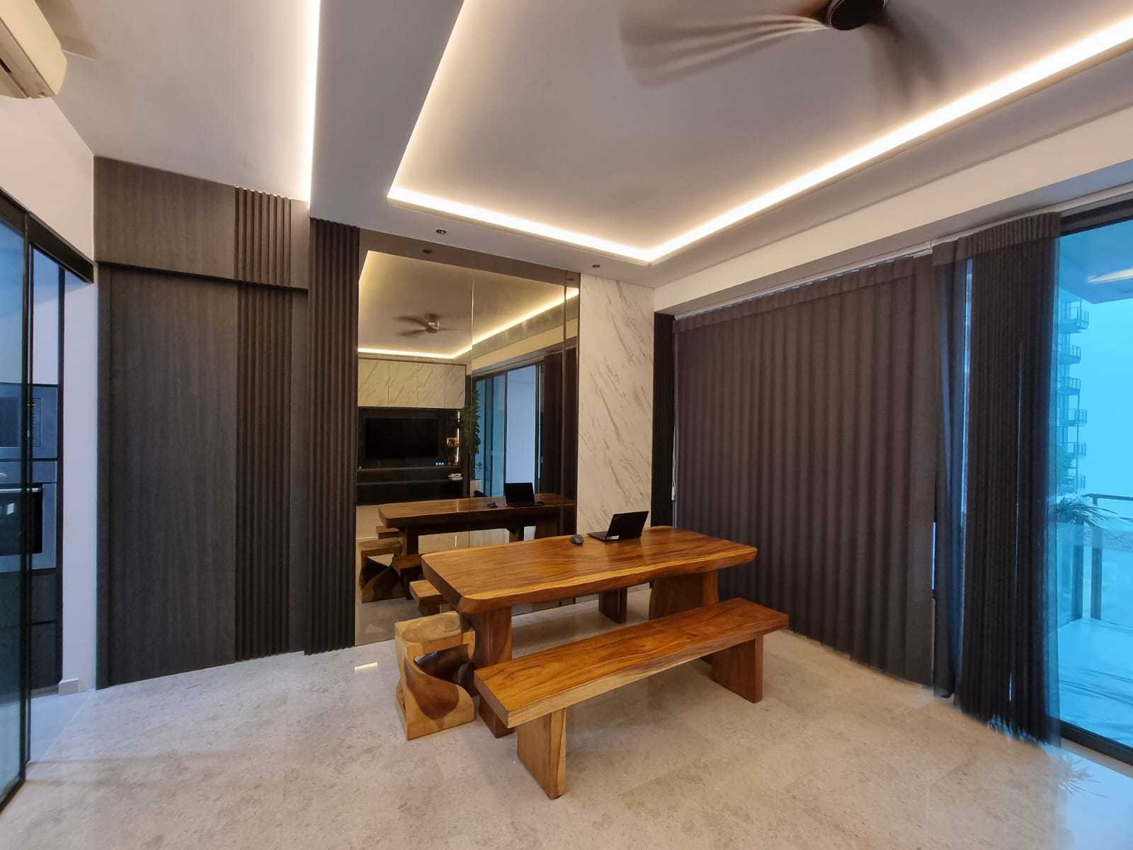 Scandinavian Living Room with Feature Wall and Downlights