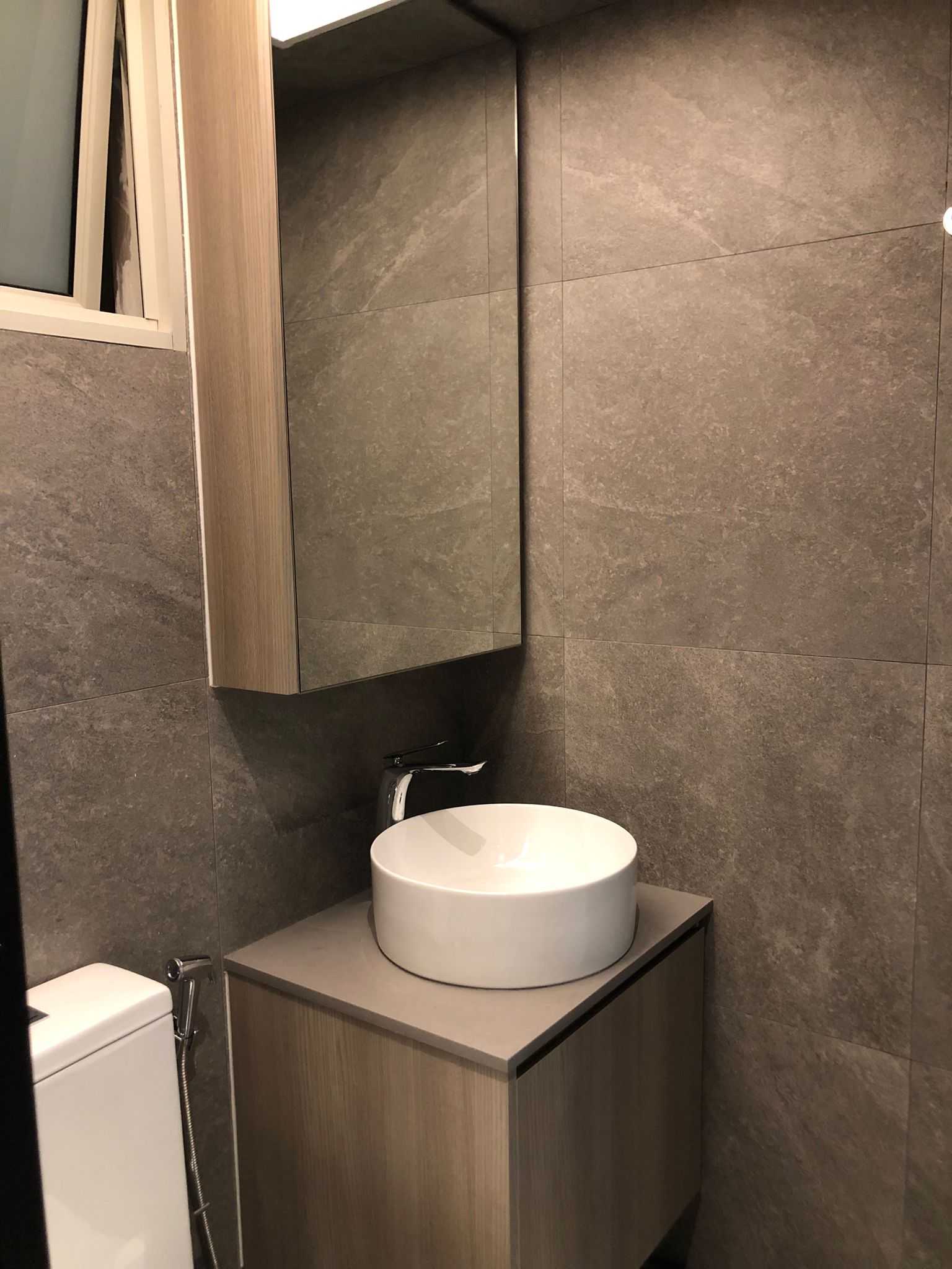 Scandinavian Bathroom with Wood Flooring and Bathtub
