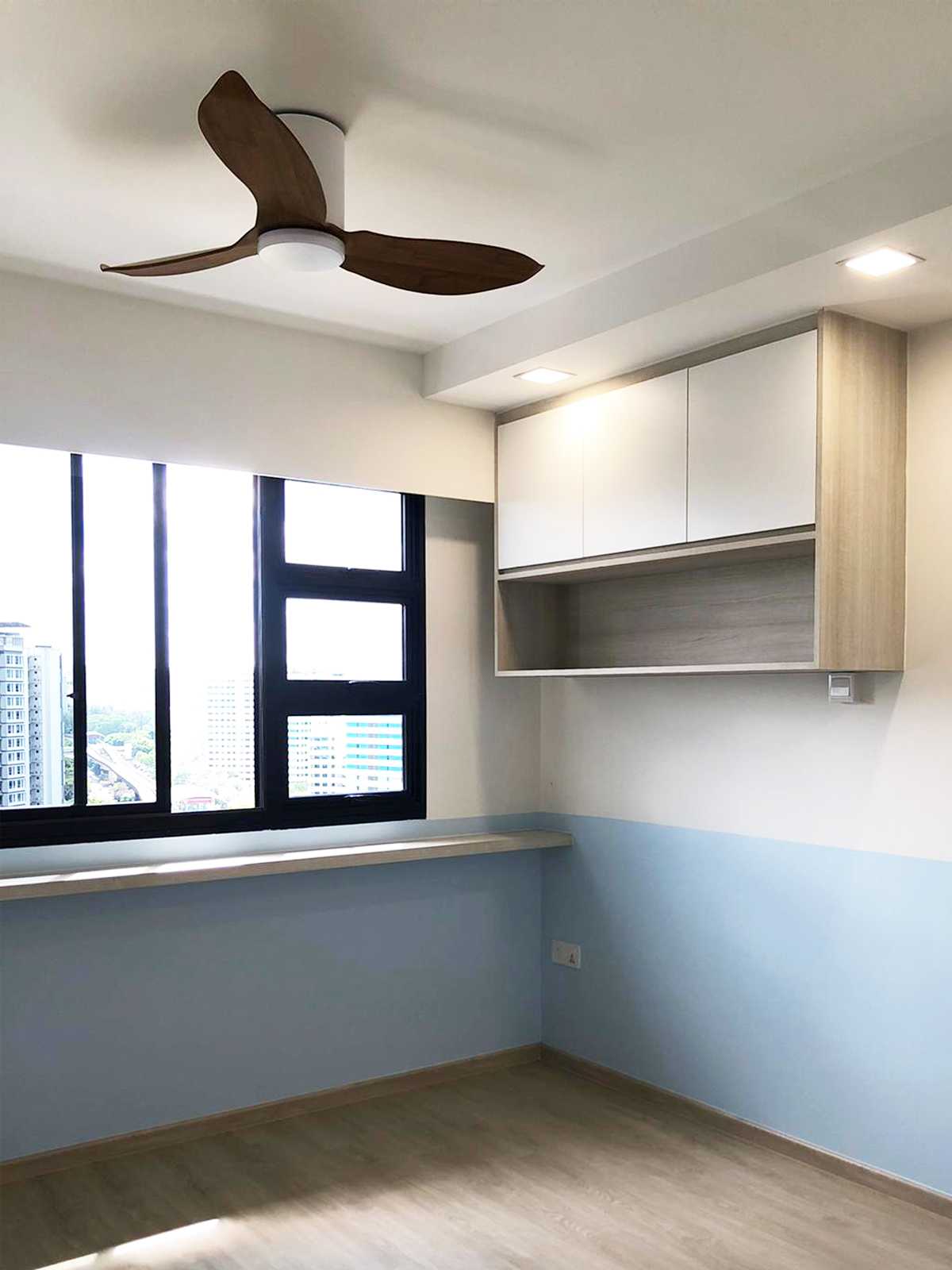 Scandinavian Bedroom with Ceiling Light and Wardrobe