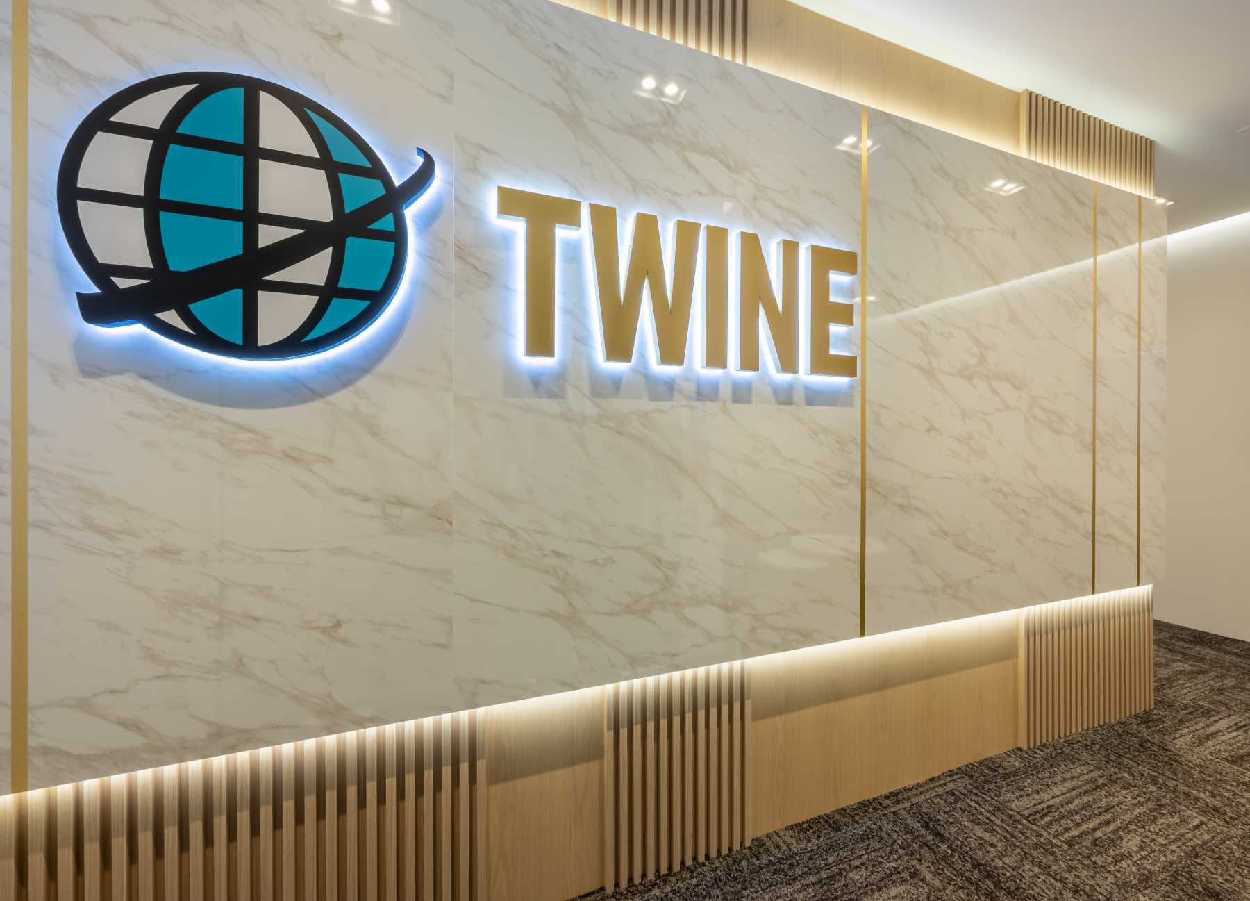 Contemporary Office with Feature Wall and Marble Feature Wall