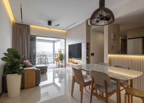 Contemporary Living Room at Trevista Condo, Toa Payoh
