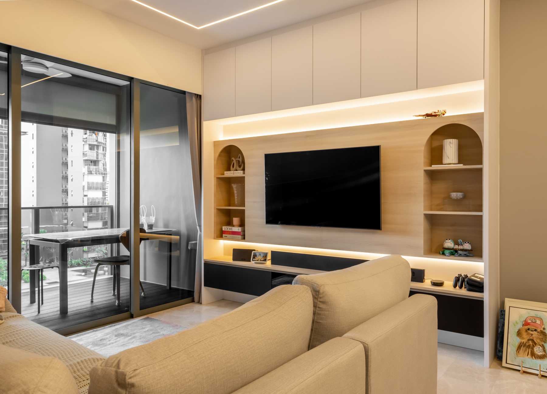 Modern Living Room with TV Console and Wood TV Console