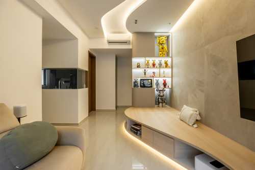 Modern Living Room at 3 Bedroom EC @ Piermont Grand