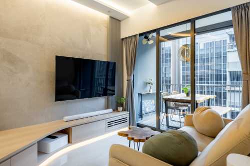 Modern Living Room at 3 Bedroom EC @ Piermont Grand