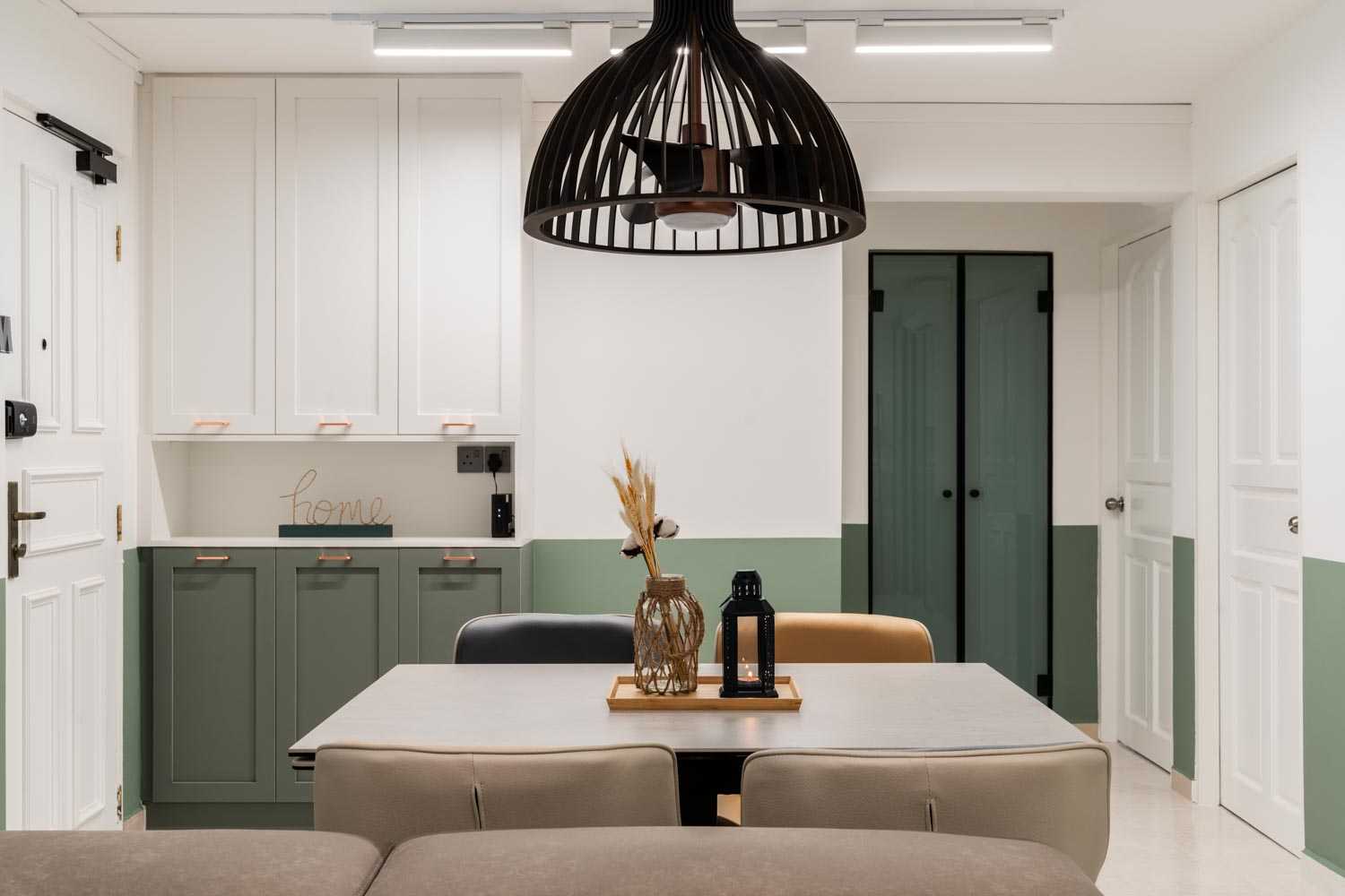 Modern Dining Room with Ceiling Light and Dining Table
