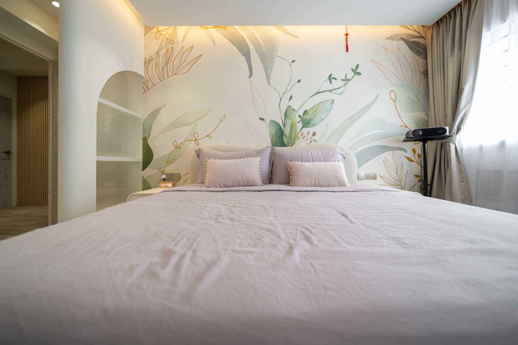 Contemporary Bedroom with Cove Lighting and Drop Ceiling